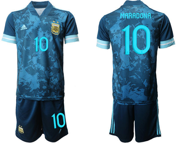 Mens Argentina National Team #10 Diego Maradona 2021 Away Navy Soccer Jersey Suit
