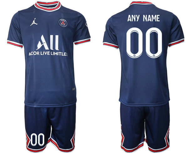 Mens Paris Saint-Germain 2021 Navy Home  Custom Soccer Jersey kit