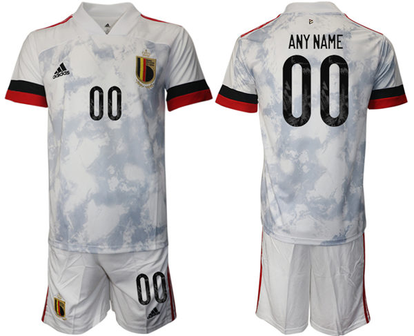 Mens Belgium National Team 2021 Away White Custom Soccer Jersey Suit