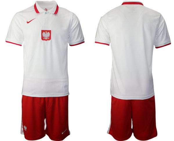 Mens Poland National Team 2021 Home White Custom Soccer Jersey Suit