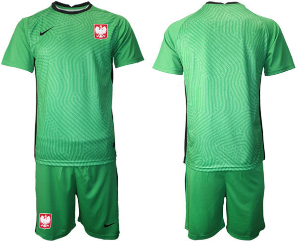 Mens Poland National Team 2020/21 Green goalkeeper Soccer Jersey Suit