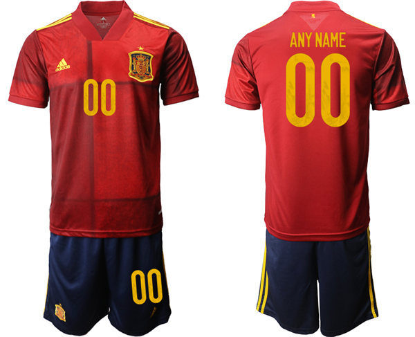 Mens Spain National Team 2020/21 Red Custom Soccer Jersey Suit