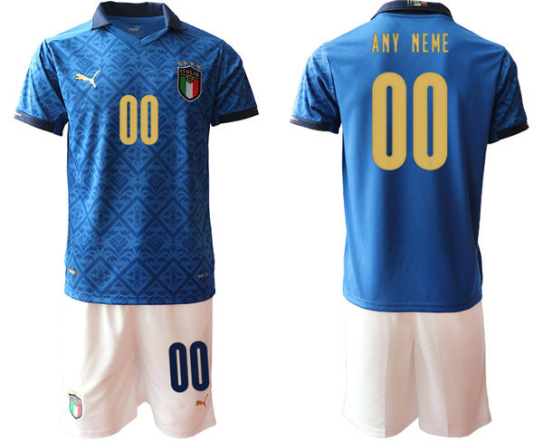 Mens Italy National Team 2020/21 Home Blue Navy Vapor Soccer Jersey Suit