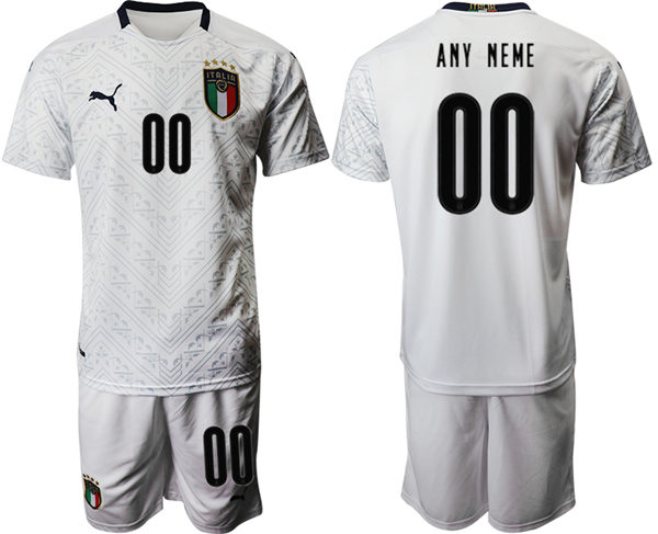 Mens Italy National Team 2020 White Away Custom Soccer Jersey Suit