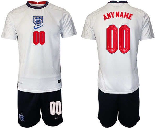 Mens England National Team 2020/21 Home White Vapor Custom Soccer Jersey Suit 