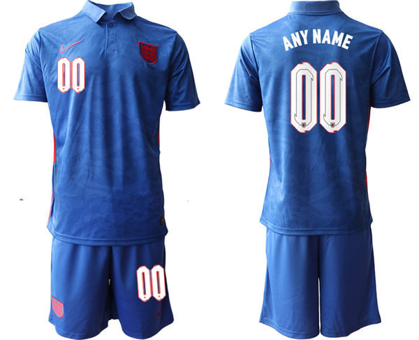 Mens England National Team 2020/21 Away Blue Vapor Custom Soccer Jersey Suit 