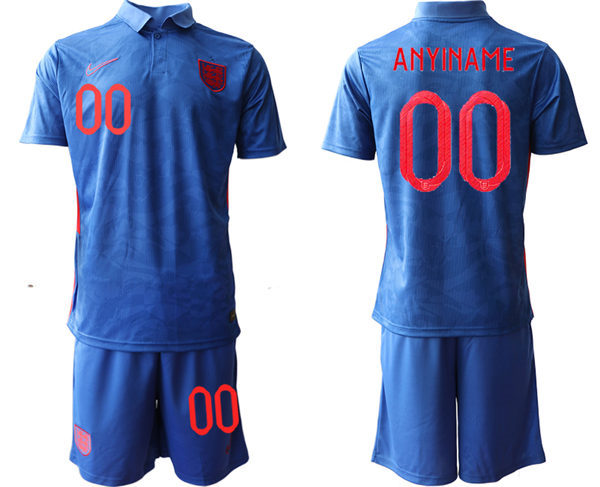 Mens England National Team 2020/21 Blue Red Vapor Custom Soccer Jersey Suit 