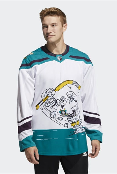 Mens Anaheim Ducks #96 Charlie Conway Stitched White Adidas 2021 NHL REVERSE RETRO Jersey