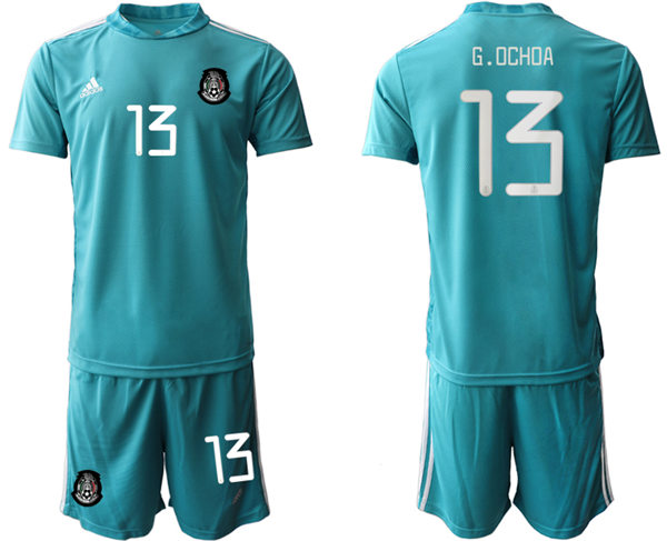 Mens Mexico National Team #13 Guillermo Ochoa 2021 Teal goalkeeper Soccer Jersey Suit