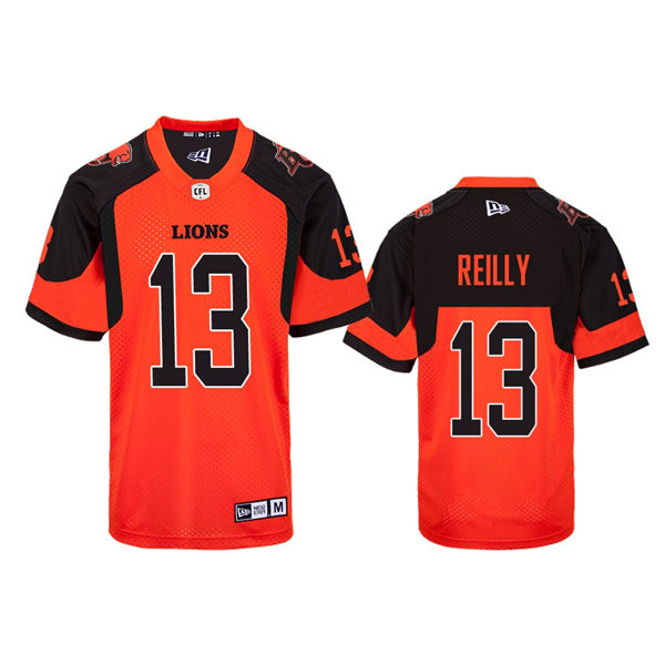 Men's CFL BC Lions #13 Mike Reilly 2019 New Era Home Orange Football Jersey