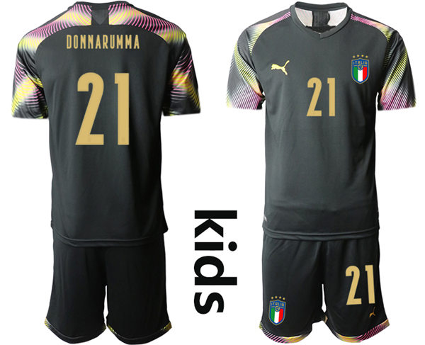 Youth Italy National Team #21 Gianluigi Donnarumma black goalkeeper Soccer Jersey Suit