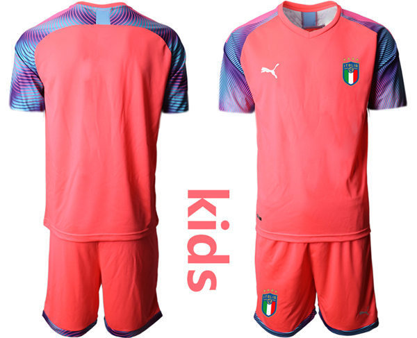 Youth Italy National Team Custom 2020-21 Pink goalkeeper Soccer Jersey Suit