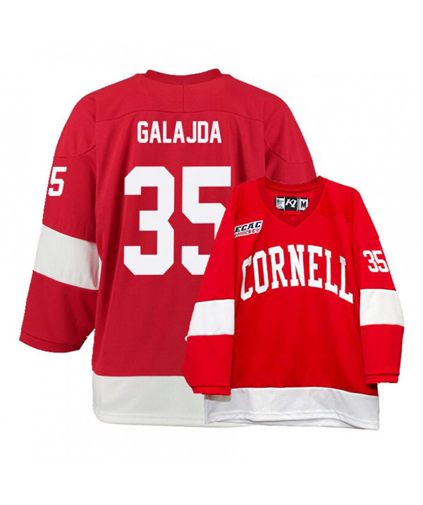 Mens Cornell Big Red #35 Matthew Galajda  K1 Sportswear Red Stitched College Hockey Jersey