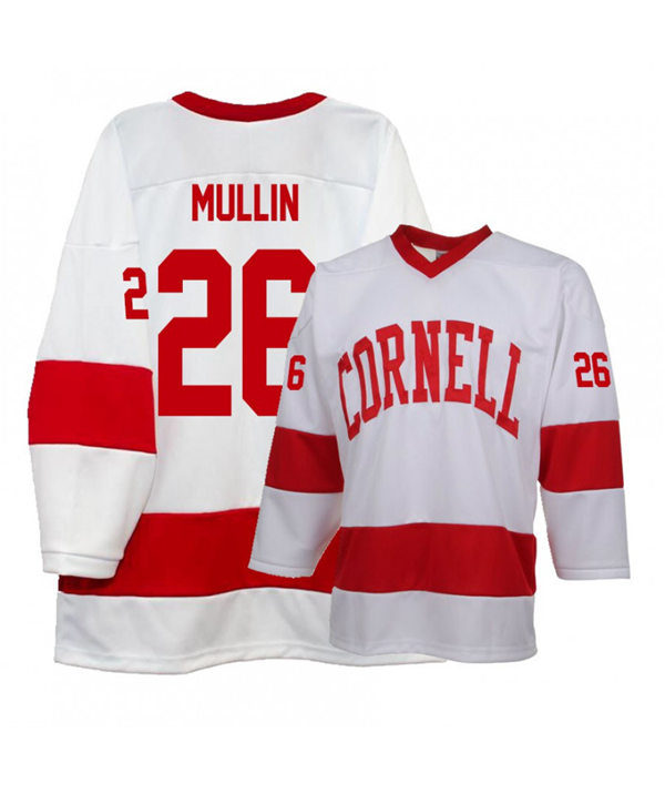 Mens Cornell Big Red #26 Tristan Mullin K1 Sportswear White Stitched College Hockey Jersey