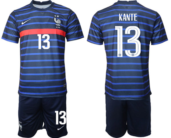Mens France National Team #13 N'Golo Kante 2021 Navy Soccer Jersey Kit