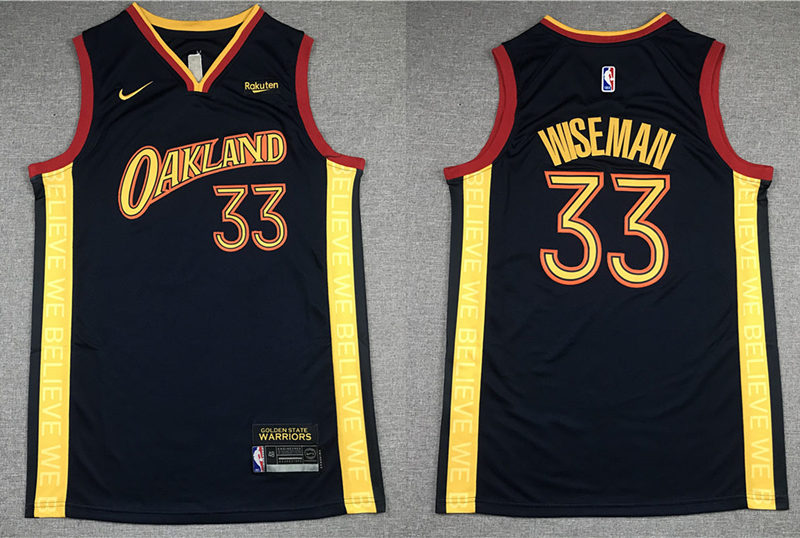 Mens Golden State Warriors #33 James Wiseman Stitched Nike Navy 2020-21 City Edition Jersey