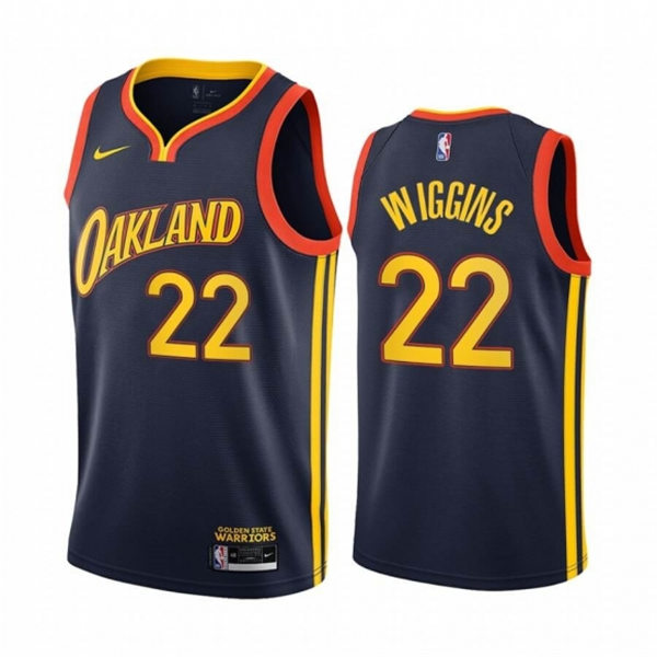Mens Golden State Warriors #22 Andrew Wiggins Stitched Nike Navy 2020-21 City Edition Jersey