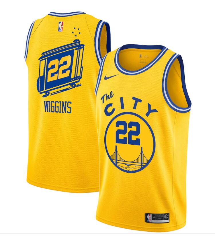 Mens Golden State Warriors #22 Andrew Wiggins Nike Gold Classics Edition Jersey