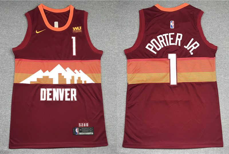 Mens Denver Nuggets #1 Michael Porter Jr.  2020-21 Red Nike City Edition Swingman Jersey