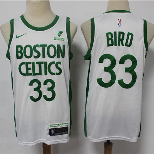 Mens Boston Celtics Retired Player #33 Larry Bird  White 2020-21 NBA City Edition Jersey