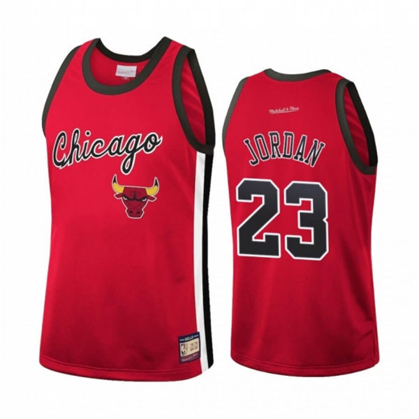 Mens Chicago Bulls #23 Michael Jordan  Mitchell & Ness Hardwood Classics Red Team Heritage Fashion Jersey