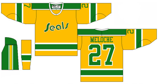 Men's California Golden Seals #27 GILLES MELOCHE Gold CCM Throwback Vintage Hockey Jersey