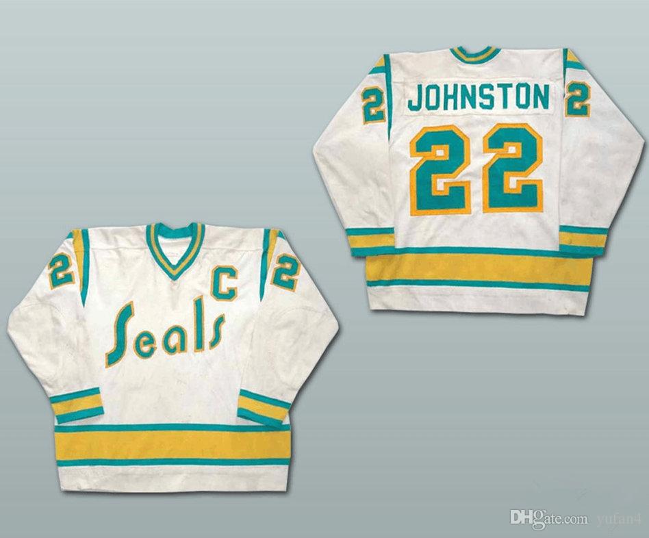 Men's California Golden Seals #22 Joey Johnston Cream CCM Throwback Vintage Hockey Jersey