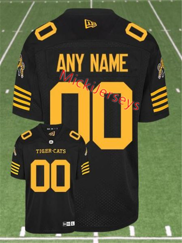 Men's CFL Hamilton Tiger-Cats Custom 2019 New Era Home Black Football Jersey