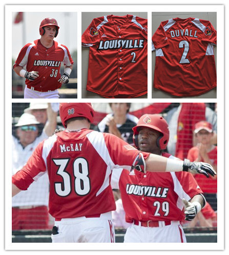 Mens Louisville Cardinals Red White Adidas College Baseball Jersey