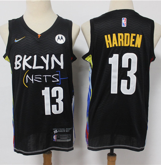 Mens  Brooklyn Nets  #13 James Harden Nike 2021 Black NBA City Edition Jersey