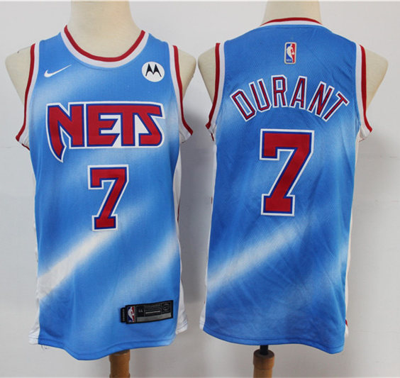 Mens Brooklyn Nets #7 Kevin Durant Nike Blue Classic Edition jersey