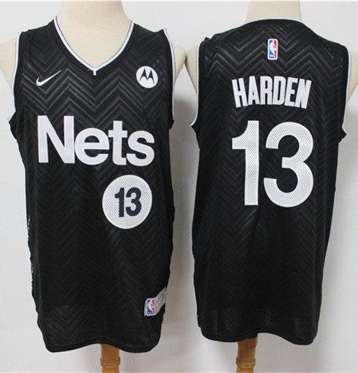Mens  Brooklyn Nets  #13 James Harden Nike Black 2021 EARNED EDITION Jersey
