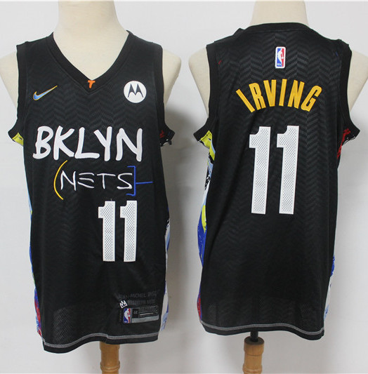 Mens Brooklyn Nets #11 Kyrie Irving Nike 2021 Black NBA City Edition Jersey