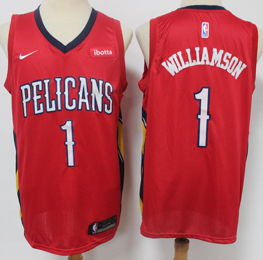 Mens New Orleans Pelicans #1 Zion Williamson Nike Red NBA Icon Edition Jersey