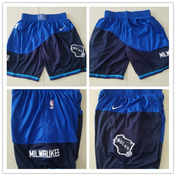 Mens Milwaukee Bucks Nike Royal Navy 2020-21 City Edition Swingman Shorts  