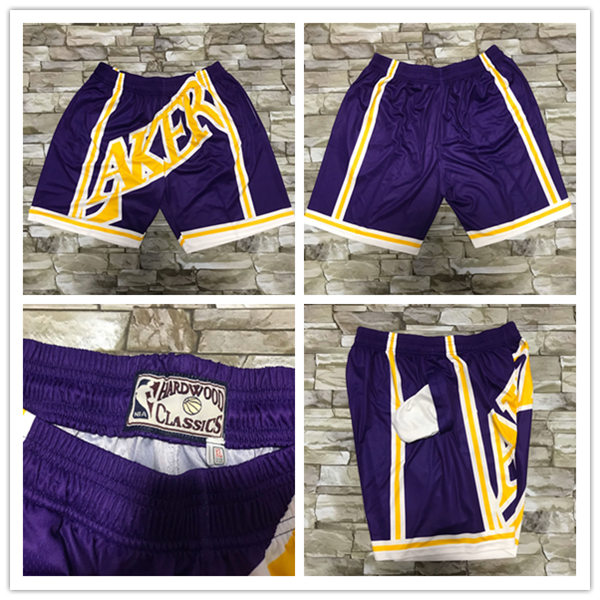Mens Los Angeles Lakers Purple Mitchell & Ness Hardwood Classics Big Face Shorts