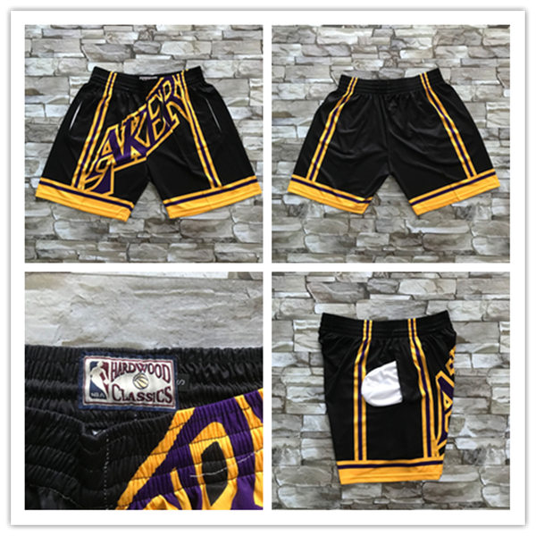 Mens Los Angeles Lakers Black Gold 2017-18 City Edition Mitchell&ness Hardwood Classics Shorts