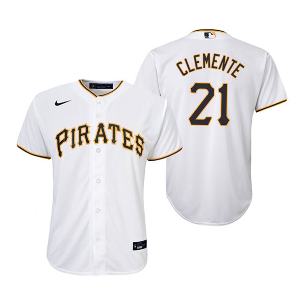 Youth Pittsburgh Pirates Retired Player #21 Roberto Clemente Nike White Home Jersey