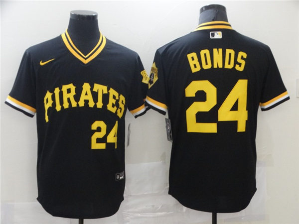 Mens Pittsburgh Pirates Retired Player #24 Barry Bonds Nike Black Pullover Cooperstown Collection Jersey