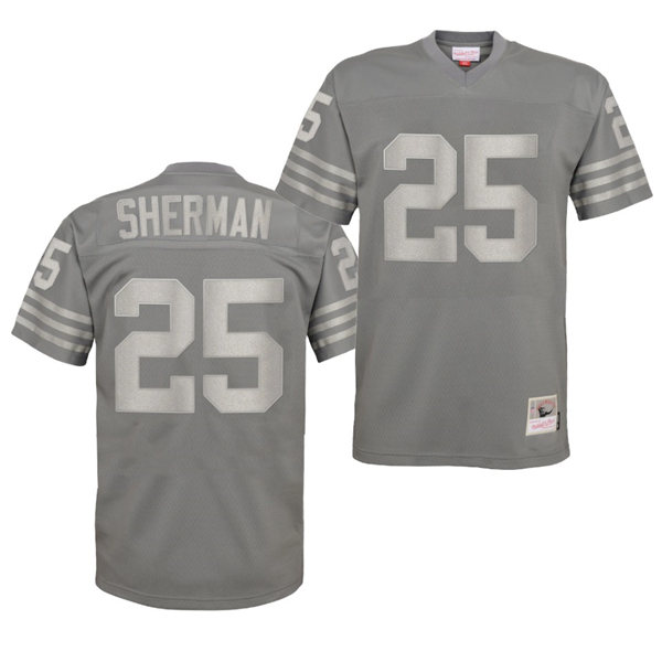 Mens San Francisco 49ers #25 Richard Sherman Charcoal Metal Mitchell & Ness Throwback Jersey