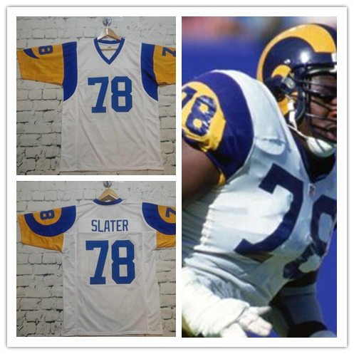 Mens St. Louis Rams #78 Jackie Slater White 1979 Mitchell & Ness Throwback Jersey