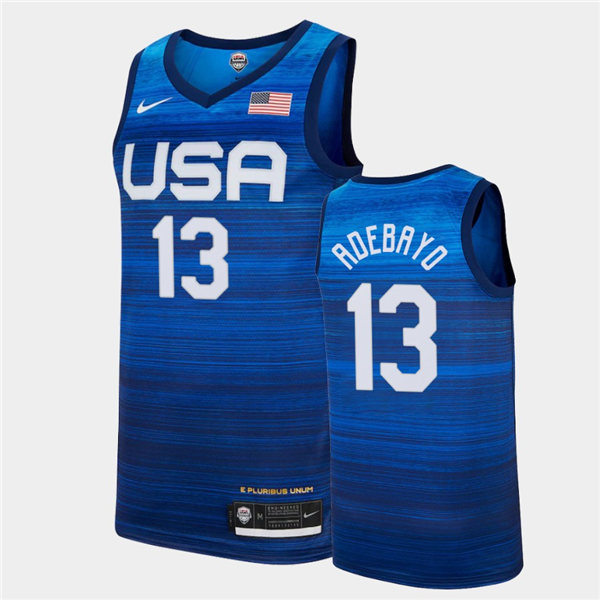 Mens USA Basketball Team #13 Bam Adebayo Nike Blue Away 2020 Summer Olympics Player Jersey