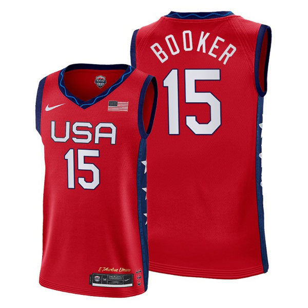 Mens USA Basketball Team #15 Devin Booker Nike 2020 Summer Olympics Red Limited Jersey