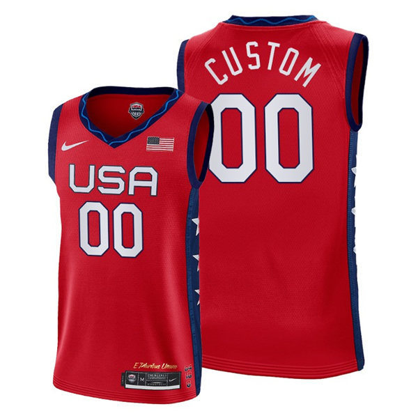 Mens USA Basketball Custom Vince Carter Larry Bird Clyde Drexler LeBron James Nike Red 2020 Summer Olympics Jersey