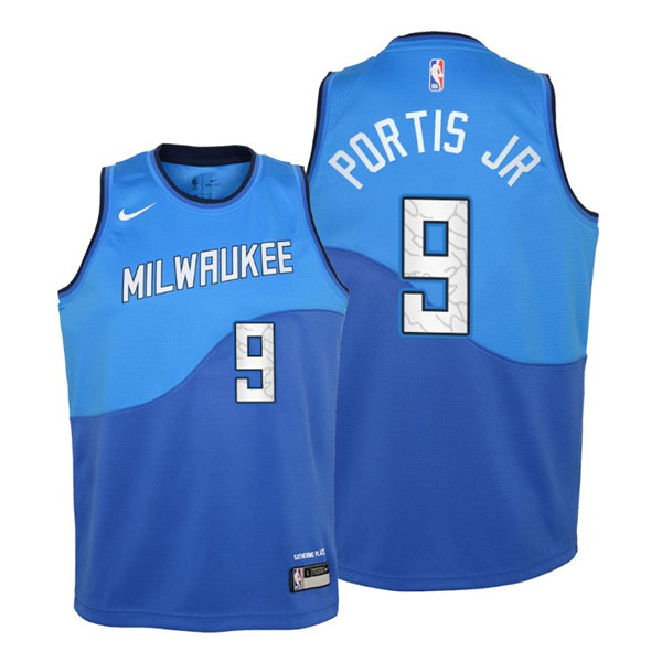 Youth Milwaukee Bucks #9 Bobby Portis Blue Nike Milwaukee City Edition Jersey 