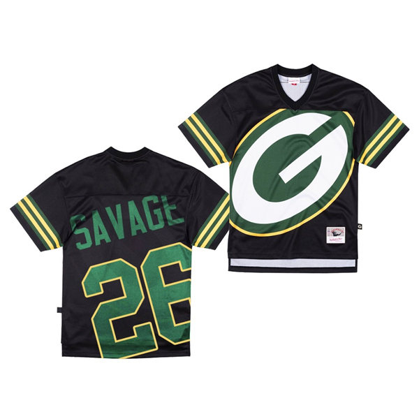 Mens Green Bay Packers #26 Darnell Savage Black Mitchell & Ness Big Face Jersey