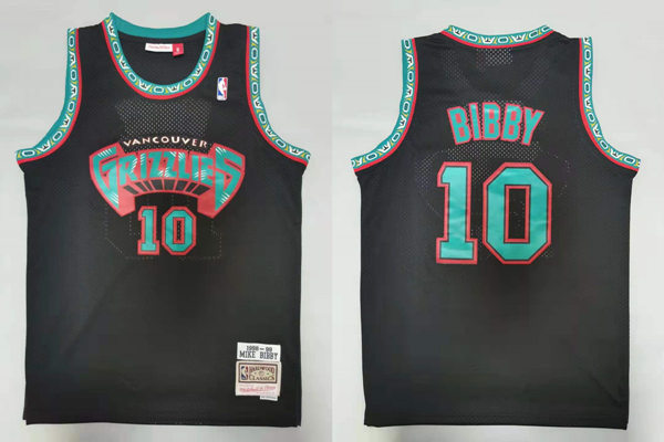 Mens Memphis Grizzlies #10 Mike Bibby 1998-99 Black Mitchell & Ness Hardwood Classic Throwback Jersey