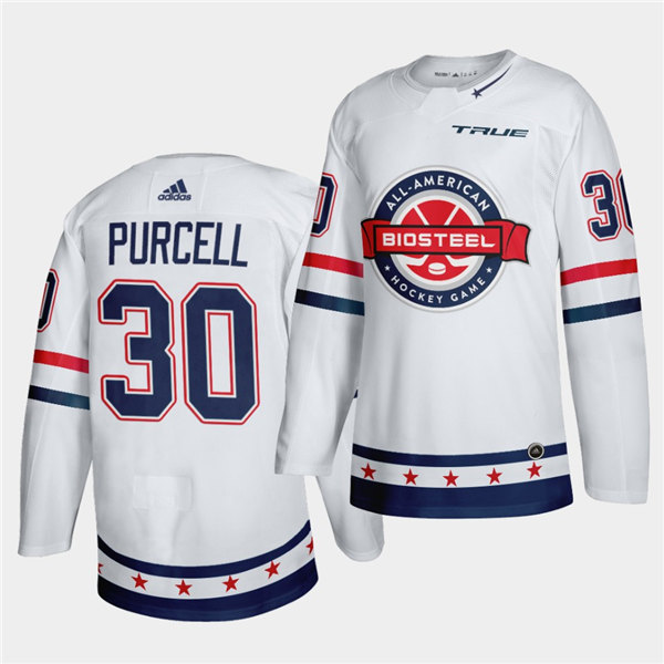 Mens BioSteel All-American Hockey #30 Colin Purcell Adidas White Game Jersey