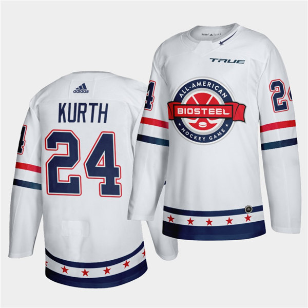Mens BioSteel All-American Hockey #24 Connor Kurth Adidas White Game Jersey