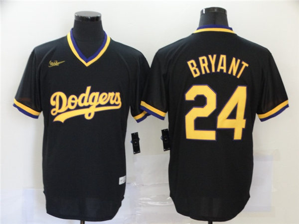 Mens Los Angeles Dodgers #24 Kobe Bryant Nike Black Pullover Cooperstown Baseball Jersey